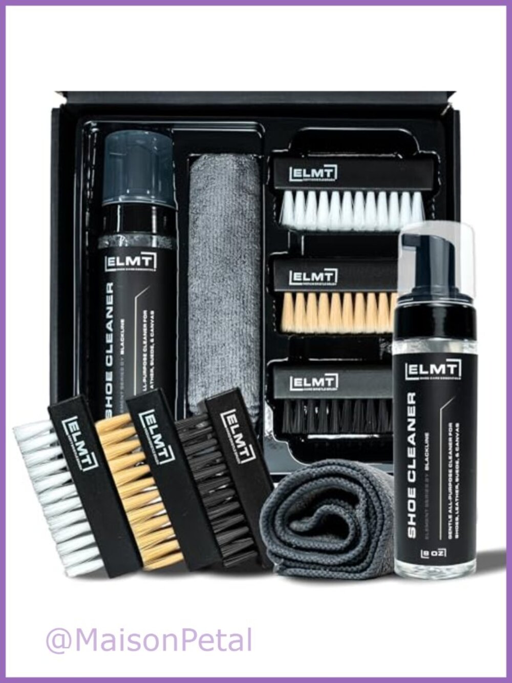 Shoe Cleaner Kit 8 oz Solution 3 Brushes Microfiber Towel Leather Suede